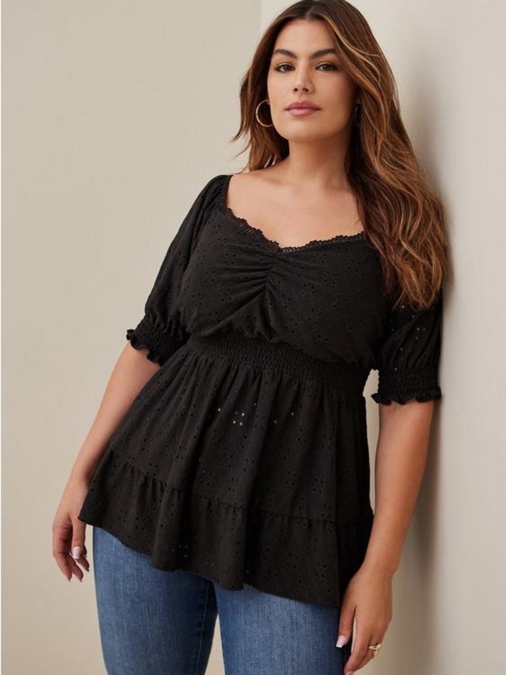 Torrid Eyelet Peplum Top - size 3